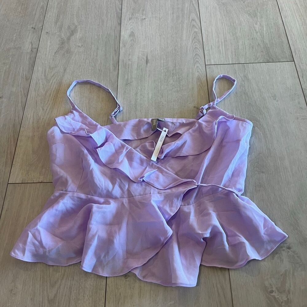 ASOS Ruffle Wrap Tank Top Lilac size 6